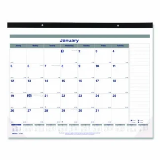Blueline® Net Zero Carbon Monthly Desk Pad Calendar, 22 x 17, White/Gray/Blue Sheets, Black Binding, 12-Month (Jan to Dec): 2025