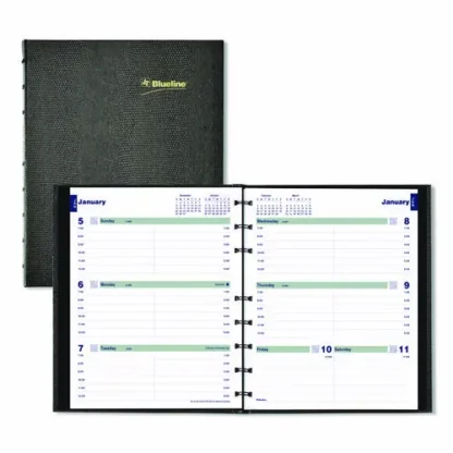 Blueline® Plan and Link Weekly Appointment Planner, 9.25" x 7.25", Black Cover, 12-Month (Jan to Dec): 2025