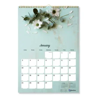 Blueline® Romantic Wall Calendar, Floral Photography, 12 x 17, White/Multicolor Sheets, 12-Month (Jan to Dec): 2025
