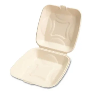 Boardwalk® Bagasse PFAS-Free Food Containers, Tan, 9 x 9 x 3.19, 100/Sleeve, 2 Sleeves/Carton