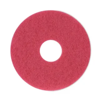 Boardwalk® Buffing Floor Pads, 12" Diameter, Red, 5/Carton
