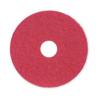Boardwalk® Buffing Floor Pads, 15" Diameter, Red, 5/Carton