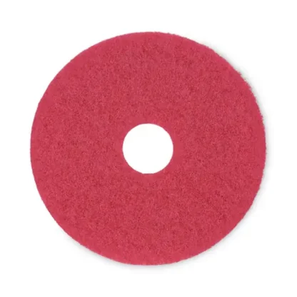 Boardwalk® Buffing Floor Pads, 15" Diameter, Red, 5/Carton