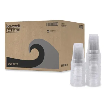 Boardwalk® Clear Plastic Cold Cups, 9 oz, 50/Sleeve, 20 Sleeves/Carton