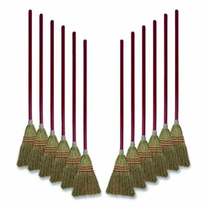 Boardwalk® Corn Fiber Lobby/Toy Broom, Corn Fiber Bristles, 39" Overall Length, Red, 12/Carton