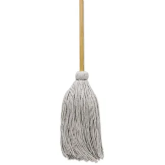 Boardwalk® Cotton Deck Mop, #20 White Cotton Head, 50" Wood Handle, 12/Carton