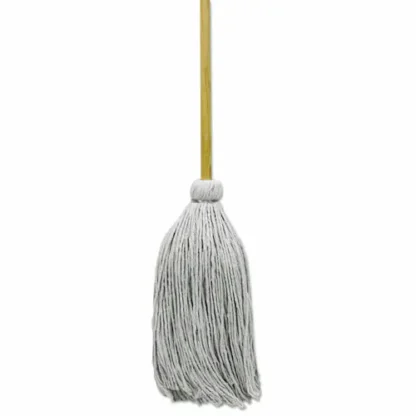 Boardwalk® Cotton Deck Mop, #32 White Cotton Head, 50" Wood Handle, 6/Carton