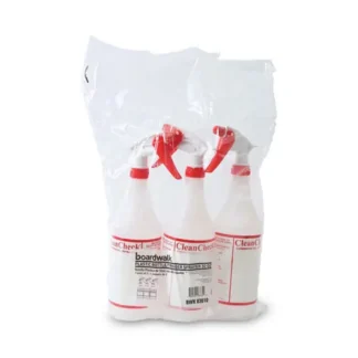 Boardwalk® General Purpose Plastic Bottle with Trigger Spray, 32 oz, Clear/Red, 3/Pack