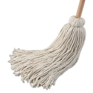 Boardwalk® Handle/Deck Mop, #32 White Cotton Head, 54" Natural Wood Handle, 6/Pack