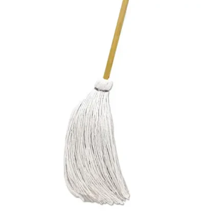 Boardwalk® Handle/Deck Mops, #16 White Rayon Head, 57" Natural Wood Handle