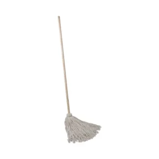 Boardwalk® Handle/Deck Mops, #24 White Cotton Head, 54" Natural Wood Handle