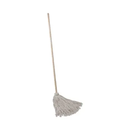 Boardwalk® Handle/Deck Mops, #24 White Cotton Head, 54" Natural Wood Handle