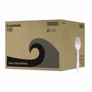 Boardwalk® Heavyweight Polypropylene Cutlery, Fork, Plastic, White