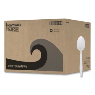 Boardwalk® Heavyweight Polypropylene Cutlery, Spoon, Plastic, White, 1,000/Carton
