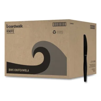 Boardwalk® Heavyweight Polystyrene Cutlery, Knife, Plastic, Black, 1,000/Carton