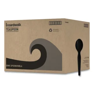 Boardwalk® Heavyweight Polystyrene Cutlery, Spoon, Plastic, Black, 1,000/Carton