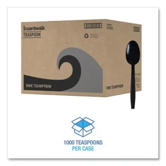 Boardwalk® Heavyweight Wrapped Polypropylene Cutlery, Spoon, Black, 1,000/Carton