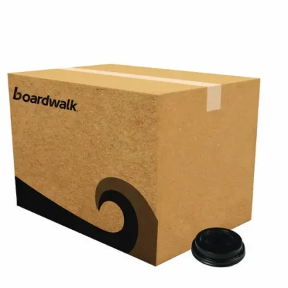 Boardwalk® Hot Cup Lids, Fits 10 oz to 20 oz Hot Cups, Plastic, Black, 1,000/Carton