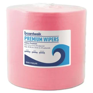 Boardwalk® Hydrospun Wipers, Red, 475 Wipers/Roll, 12" x 12"