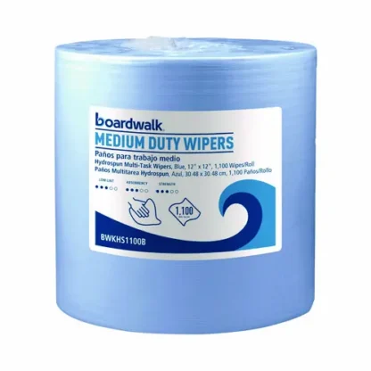Boardwalk® Hydrospun Wipers, Medium Duty, 12 x 12, Blue, 1,100/Roll
