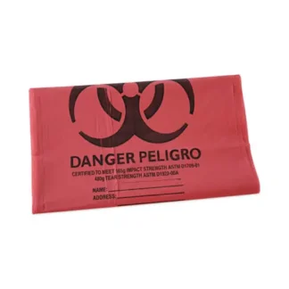 Boardwalk® Linear Low Density Health Care Trash Can Liners, 45 gal, 1.3 mil, 40" x 46", Red, Flat Pack, 100/Carton