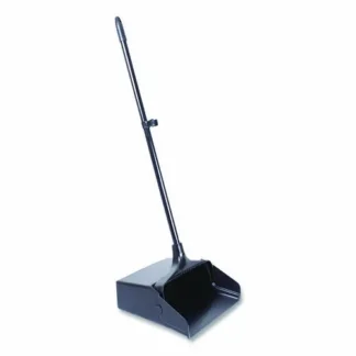 Boardwalk® Lobby Dust Pan, 11.75 x 37, 34" Handle, Plastic/Aluminum, Black