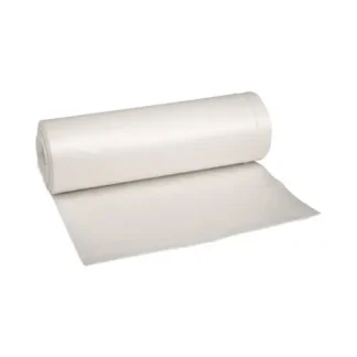 Boardwalk® Low-Density Waste Can Liners, 33 gal, 0.6 mil, 33" x 39", White, Perforated Roll, 25 Bags/Roll, 6 Rolls/Carton