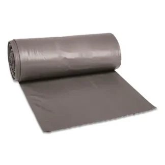 Boardwalk® Low-Density Waste Can Liners, 33 gal, 1.1 mil, 33" x 39", Gray, Perforated Roll, 25 Bags/Roll, 4 Rolls/Carton