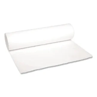 Boardwalk® Low-Density Waste Can Liners, 56 gal, 0.6 mil, 43" x 47", White, Perforated Roll, 25 Bags/Roll, 4 Rolls/Carton