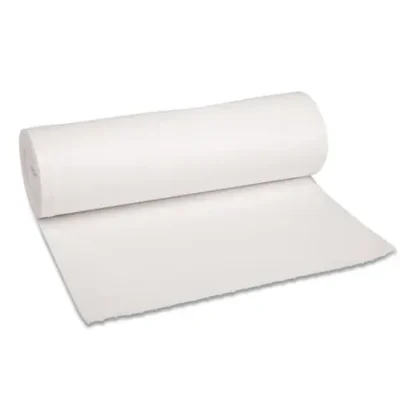 Boardwalk® Low-Density Waste Can Liners, 60 gal, 0.6 mil, 38" x 58", White, Perforated Roll, 25 Bags/Roll, 4 Rolls/Carton