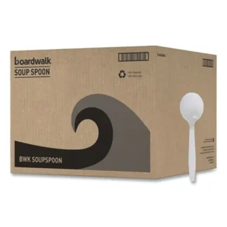 Boardwalk® Mediumweight Polystyrene Cutlery, Soup Spoon, Plastic, White, 1,000/Carton
