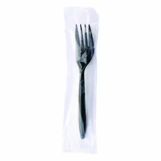 Boardwalk® Mediumweight Wrapped Polypropylene Cutlery, Fork, Plastic, Black, 1,000/Carton