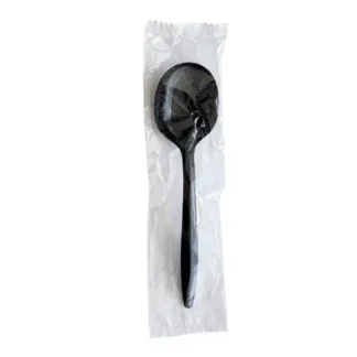 Boardwalk® Mediumweight Wrapped Polypropylene Cutlery, Soup Spoon, Plastic, Black, 1,000/Carton