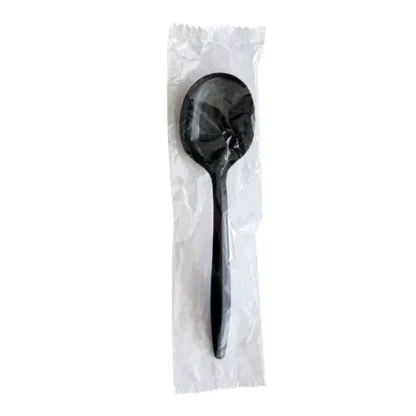 Boardwalk® Mediumweight Wrapped Polypropylene Cutlery, Soup Spoon, Plastic, Black, 1,000/Carton