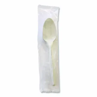 Boardwalk® Mediumweight Wrapped Polypropylene Cutlery, Spoon, White, 1,000/Carton