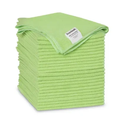 Boardwalk® Microfiber Cleaning Cloths, Green, 24 Pack