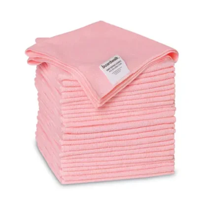 Boardwalk® Microfiber Cleaning Cloths, Pink, 16" x 16", 24 Pack