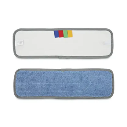 Boardwalk® Microfiber Wet Mop Head, Blue, 18 x 5, Split Microfiber, Hook and Loop Back, Dozen