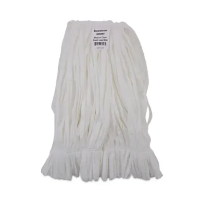 Boardwalk® Mop Head, Looped, Enviro Clean with Tailband, Medium, White, 12/Carton