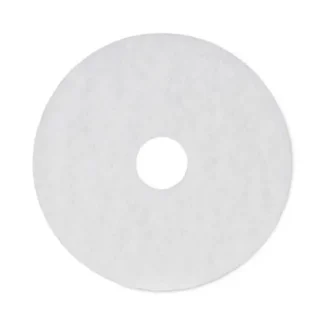 Boardwalk® Polishing Floor Pads, 16" Diameter, White, 5/Carton