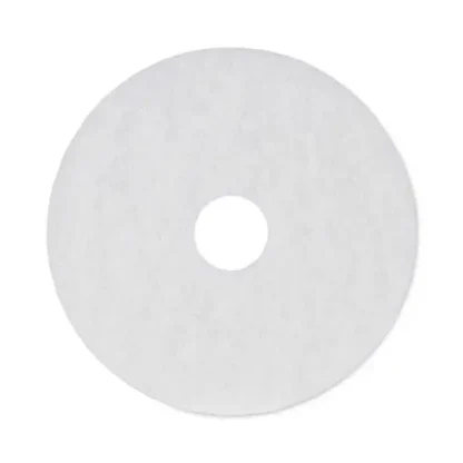 Boardwalk® Polishing Floor Pads, 16" Diameter, White, 5/Carton
