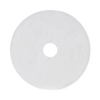 Boardwalk® Polishing Floor Pads, 18" Diameter, White, 5/Carton