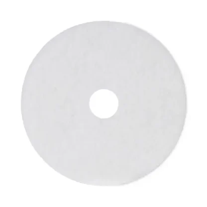 Boardwalk® Polishing Floor Pads, 18" Diameter, White, 5/Carton