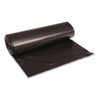 Boardwalk® Recycled Low-Density Polyethylene Can Liners, 45 gal, 1.6 mil, 40" x 46", Black, Perforated, 10 Bags/Roll, 10 Rolls/Carton