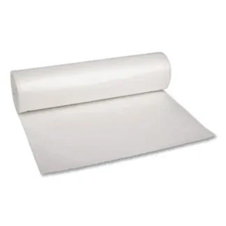 Boardwalk® Recycled Low-Density Polyethylene Can Liners, Clear, 60 Gallon, 38" x 58", 1.1 mil, 10 Bags/Roll, 10 Rolls/Carton