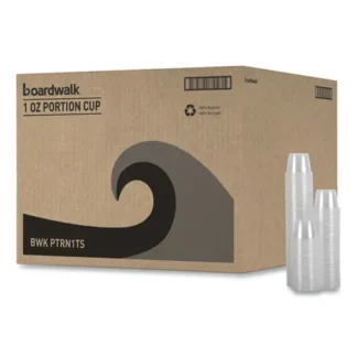 Boardwalk® Souffle/Portion Cups, 1 oz, Plastic, Clear, 125/Sleeve, 20 Sleeves/Carton
