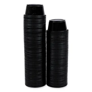 Boardwalk® Souffle/Portion Cups, 2 oz, Plastic, Black, 125/Sleeve, 20 Sleeves/Carton