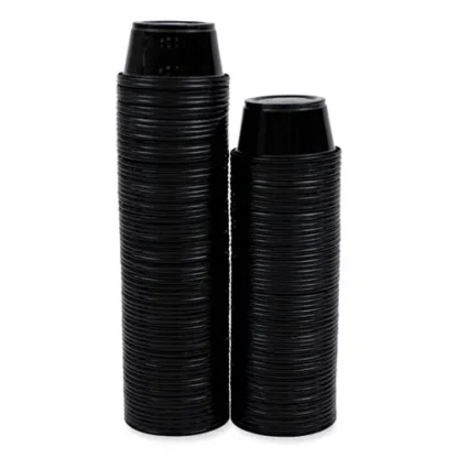 Boardwalk® Souffle/Portion Cups, 2 oz, Plastic, Black, 125/Sleeve, 20 Sleeves/Carton