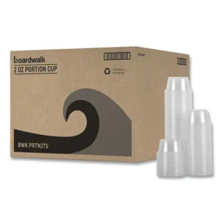 Boardwalk® Souffle/Portion Cups, 2 oz, Plastic, Clear, 125/Sleeve, 20 Sleeves/Carton
