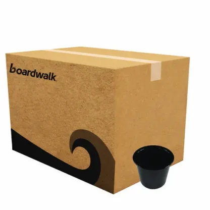 Boardwalk® Souffle/Portion Cups, 5.5 oz, Black, Plastic, 2,500/Carton